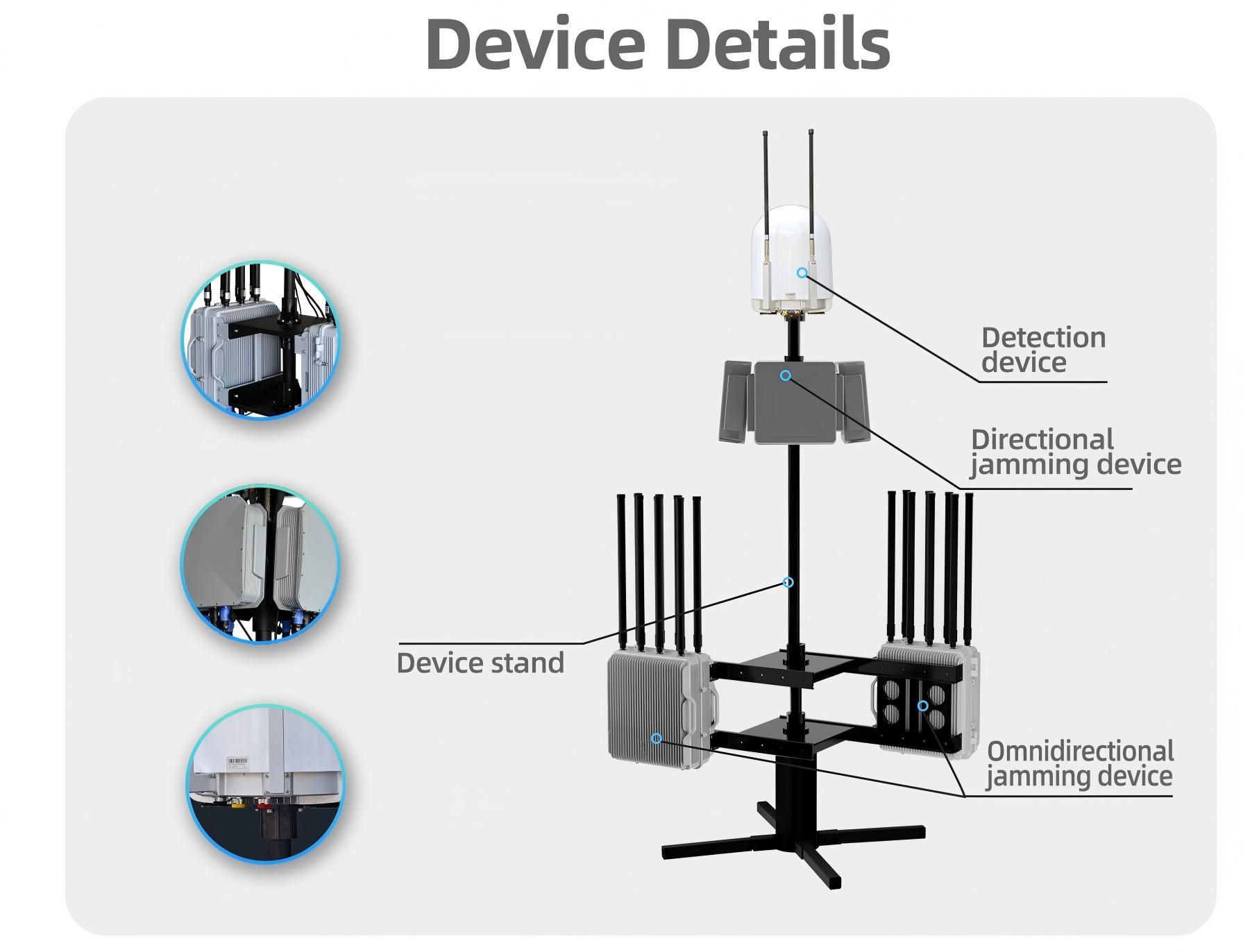 Fixed Installation Anti UAV System Long Range Detection 70MHz-6GHz Full Spectrum