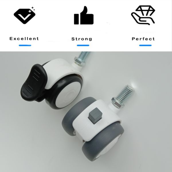 3 Inch Silent Soft TPR Nylon Caster 100mm Castors With Brakes