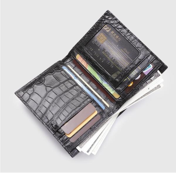 Authentic Alligator Leather Men's Short Bifold Wallet Card Holders Genuine Crocodile Belly Skin Male Small Clutch Purse