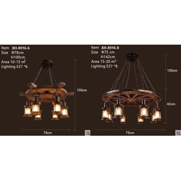 Люстры металла ламп смертной казни через повешение шлюпки корозия ретро деревенской деревянной ретро анти-