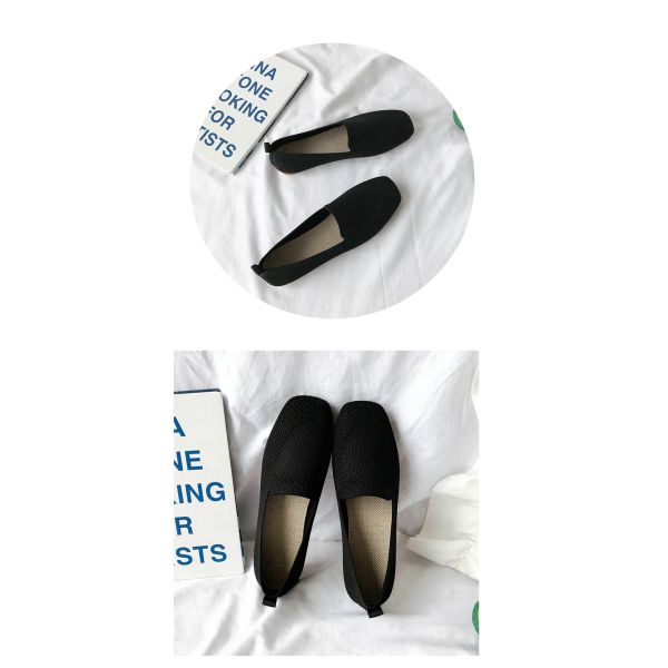 Wholesale Solid Color Thin Section Breathable Flat Shoes Women's New Soft Sole Woven Shoes