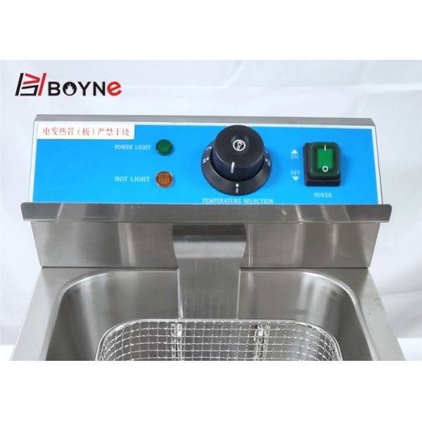 SS201 Commercial Kitchen Cooking Equipment 12 Liter 1 Tank Electric Deep Fryer