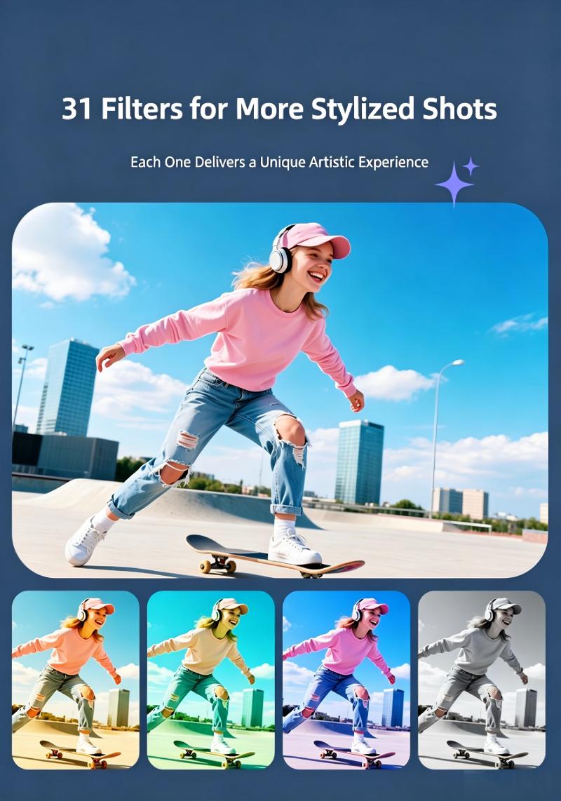 DLC M105 4K Ultra HD Gimbal Camera 330 Auto Rotation 18X Zoom 1.7 Inch Touchscreen WiFi 31 Filters Travel Sports Vlogging