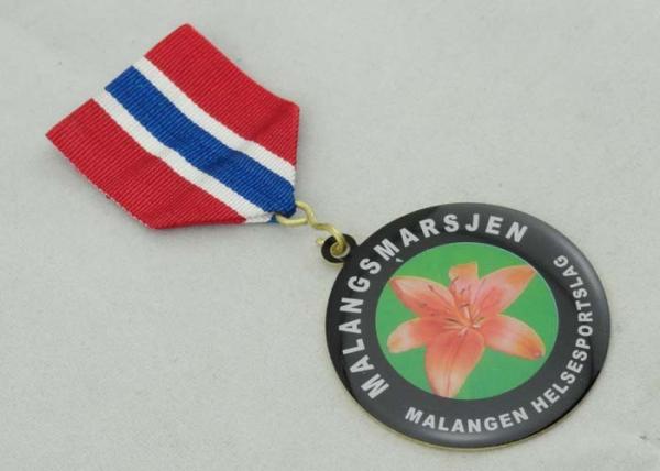 45mm Competition Custom Awards Medals With Ribbon , Epoxy Added , No Plating