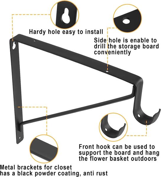 Armário pesado preto Estante de barra Brackets Roupas colchão suportar bracket oferecido