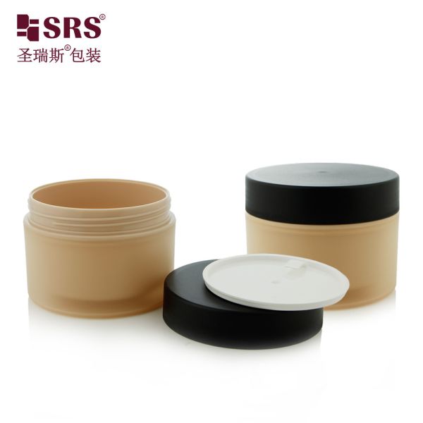 SRSJK-150g Matte bleu PP Pot en plastique à double paroi recyclé pour emballage de soins capillaires