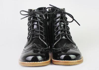 Waterproof Zipper Patent Leather Baby Walking Shoes Anti Slippery Autumn / Winter