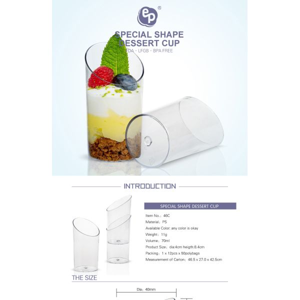 EPK new design special shape 70ml disposable plastic pudding cup