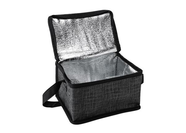 Black Food Non Woven Cooler Bag Recycle Insulated Tote Lunch Bag