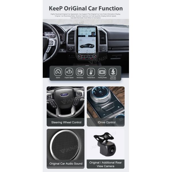 Viknav 14,5 дюймовое автомобильное радио для Ford Expedition 2015-2022 Сенсорный экран Android Авто стерео головный блок GPS-нагивация
