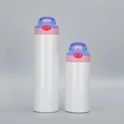 12oz Kids Slim Tumbler Sublimation en acier inoxydable Tumbler vide avec un clic Pop Up Paille et poignée tasses de sublimation pour les boissons