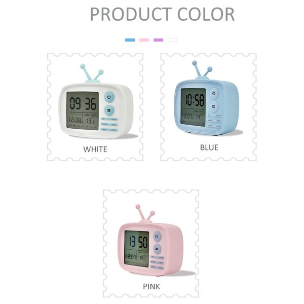 TV Shaped Kids Alarm Clock Multifunctional 316g ABS Silicone Glass Material
