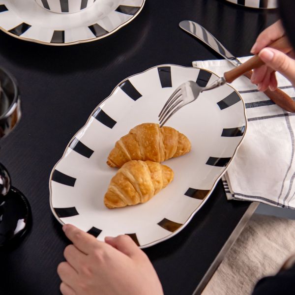 Подстекленные модные керамические кухонные тарелки настроить обеденные столовые приборы для вечеринки