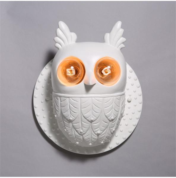 Creative Resin Birds Wall Lamps Bedroom Bedside Lamps White Ceramic Owl Wall Light (WH-VR-67）