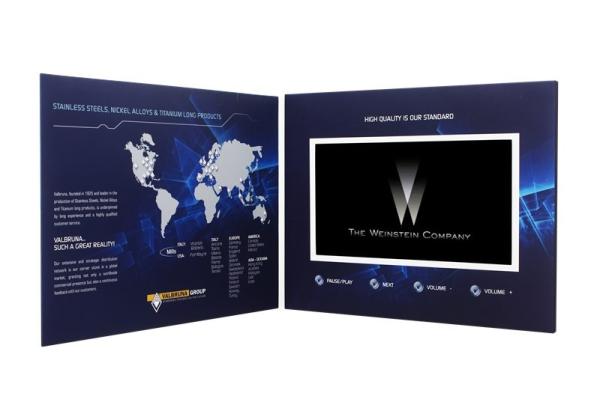 5TFT screen video mailer , video brochure card with Rechargeable Battery