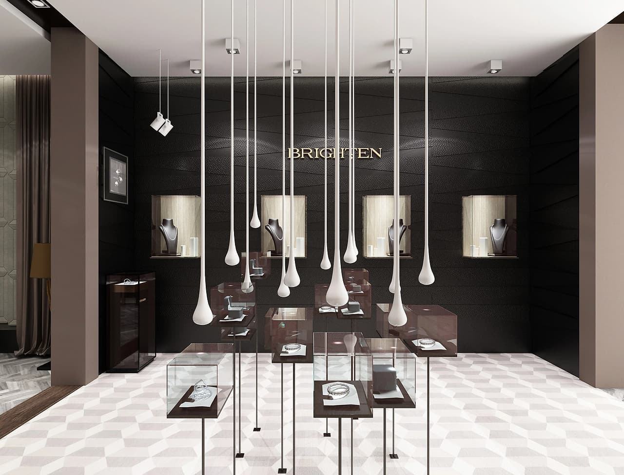 Luxury Jewelry Store Display Fixtures Custom Cabinets Counters and Shelves