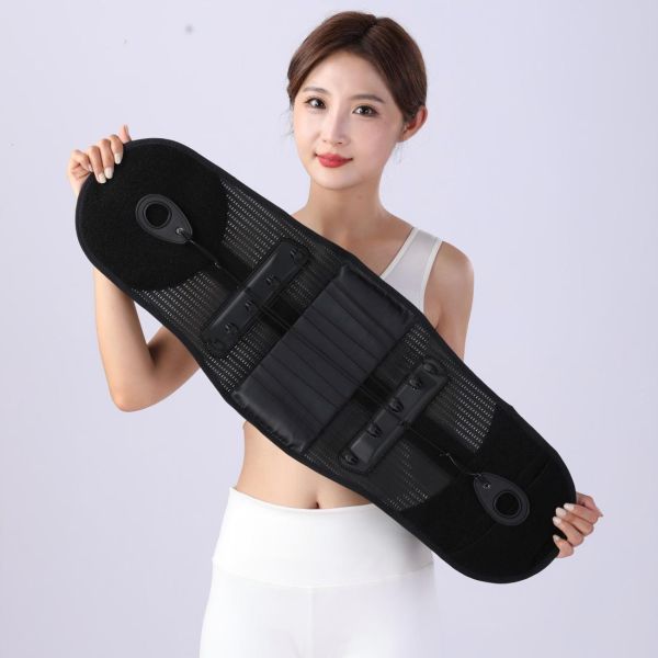 Dual Pull Cable Lumbar Support Belt | Reinforced Steel Plate Back Brace For Lower Back Pain