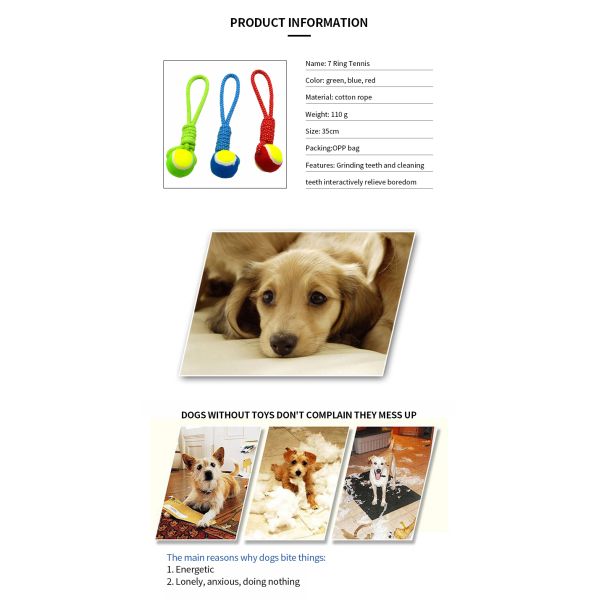 Toy Ball Plush Interactive Dog Cat Teething Toy Ball Pet Custom  Rope Teeth Cleaning