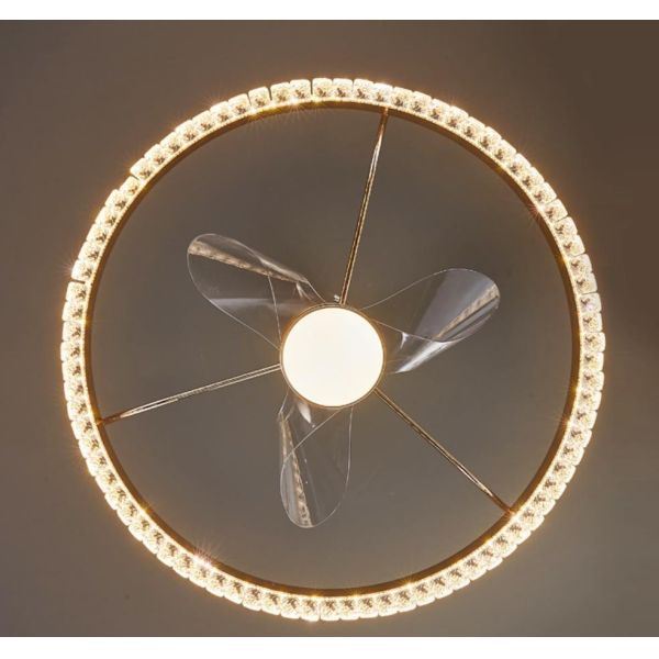 Modern Luxury Crystal Fan Lamp for Bedroom 2026 Trending Invisible Ceiling Fan LED DC Integrated Electric Wind Shaking Head