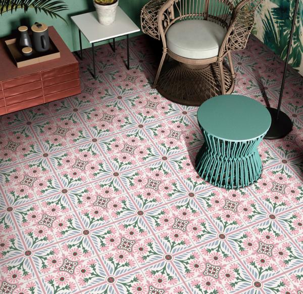 Pink Ceramic Rustic Tile 20x20cm Clay Indoor Wall Floor Tile