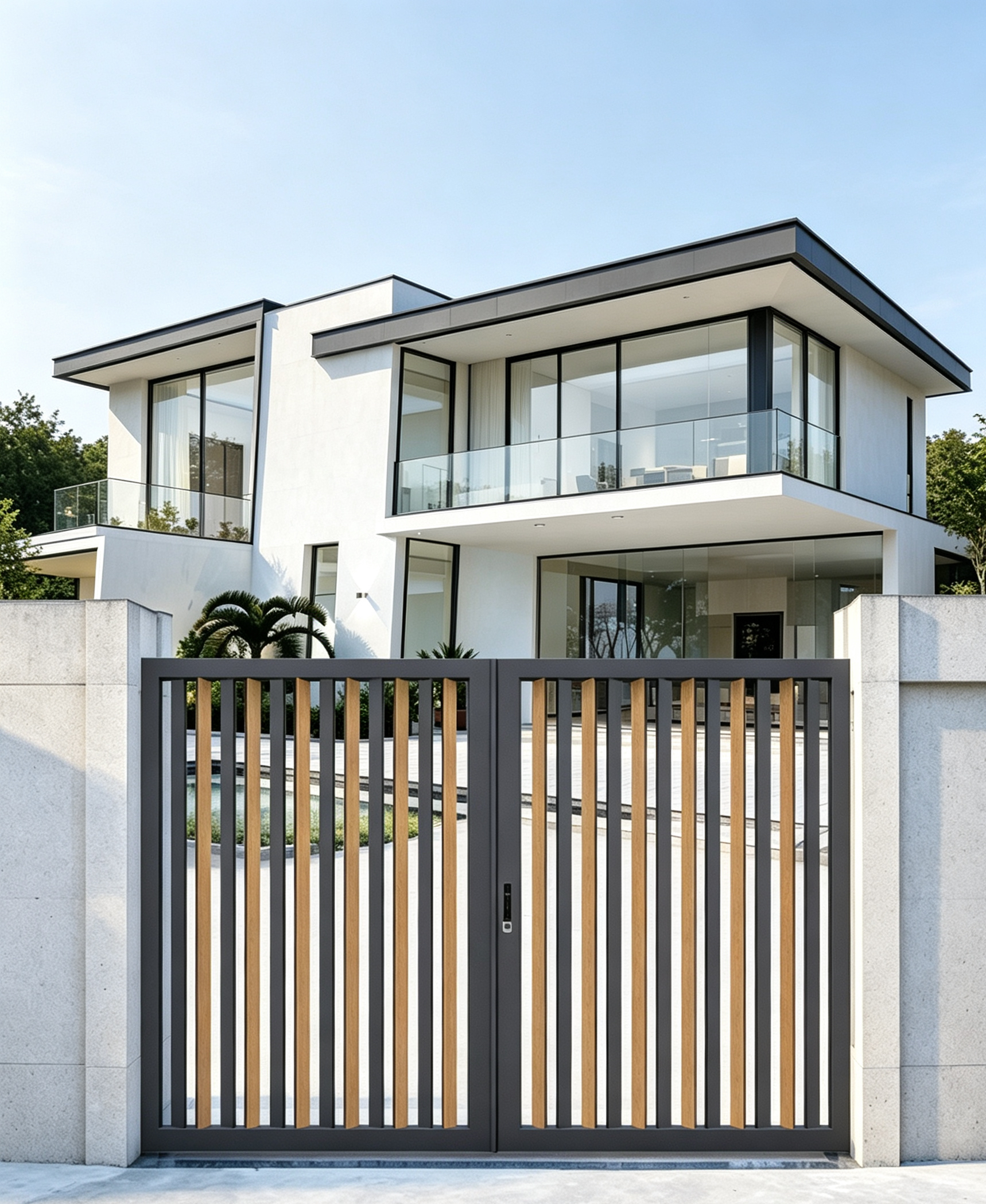 Modern T6-T5 Aviation-grade Aluminum Alloy Custom Size Electric Control Courtyard Gate for Villa Gardens