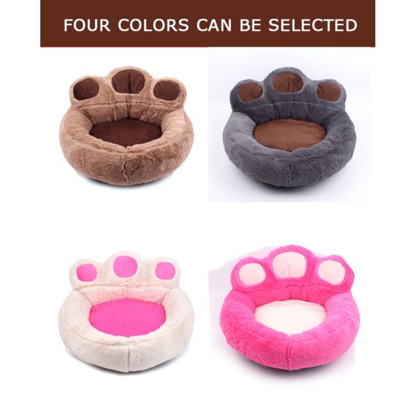 Plush Warm Soft Plush Bear Paw Shape Pink Grey Coffee Pet Bed Cushion Sofa