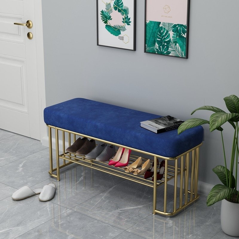 Metal Living Room Furniture Sofa Ottoman and Velvet Stools for Shoe Organization