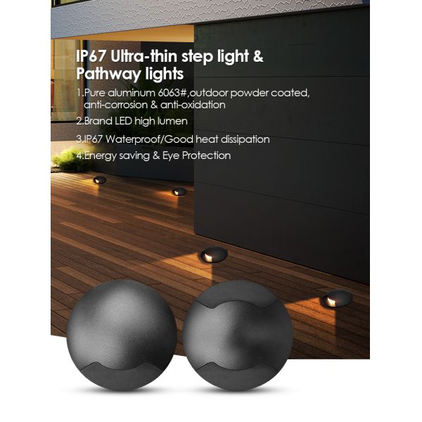 LED In-Ground Sideview Light 1W 3W 12V-24VDC Pure Aluminum 6063# Housing