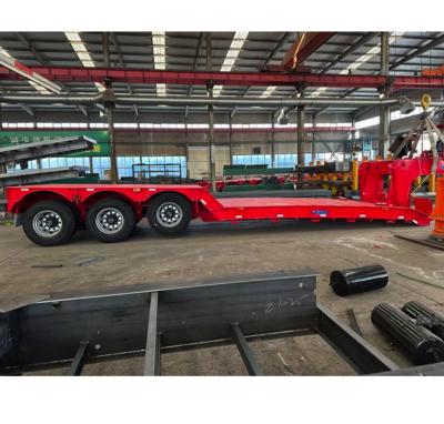 Hydraulic Detachable Gooseneck Semi Truck Lowboy Trailer , Heavy Machine Transport Lowboy Trailer For Zimbabwe