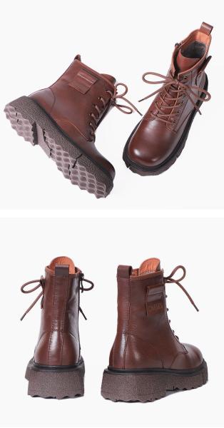 HZM040 Single Shoes Women'S Spring New Thick Heel Pointed Literary Single Shoes Retro Soft Leather Mules Leather Shoes W
