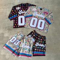 OEM Jersey personalizado de malla de poliéster Impresión Corredor Traje de sudor Verano Casual de dos piezas Camisa Conjunto de calzoncillos cortados en caja