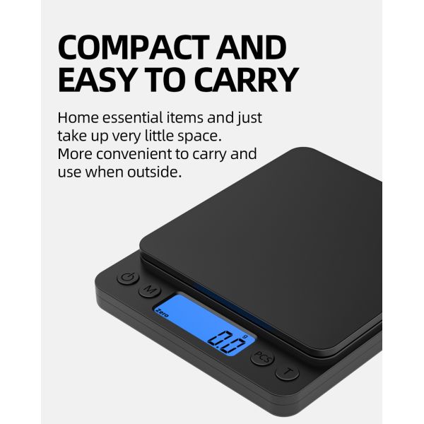 12*10*3cm GYS 3KG Black Color Smart Food Scale Most Competitive Electronic Digital Multifunction Nutrition Weighing Kitchen Scale