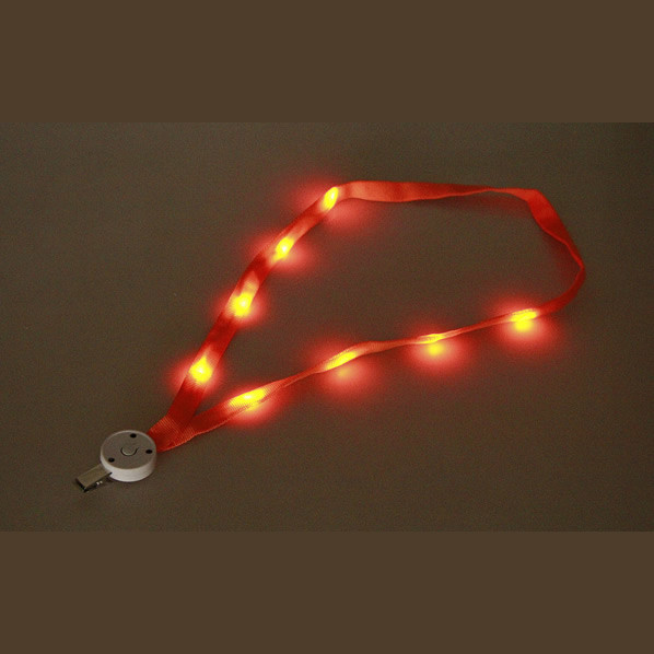 LED Lanyards Hold ID Badge Light Up LED Flashing Lanyard necklaces are great for trade show logo printed lanyards