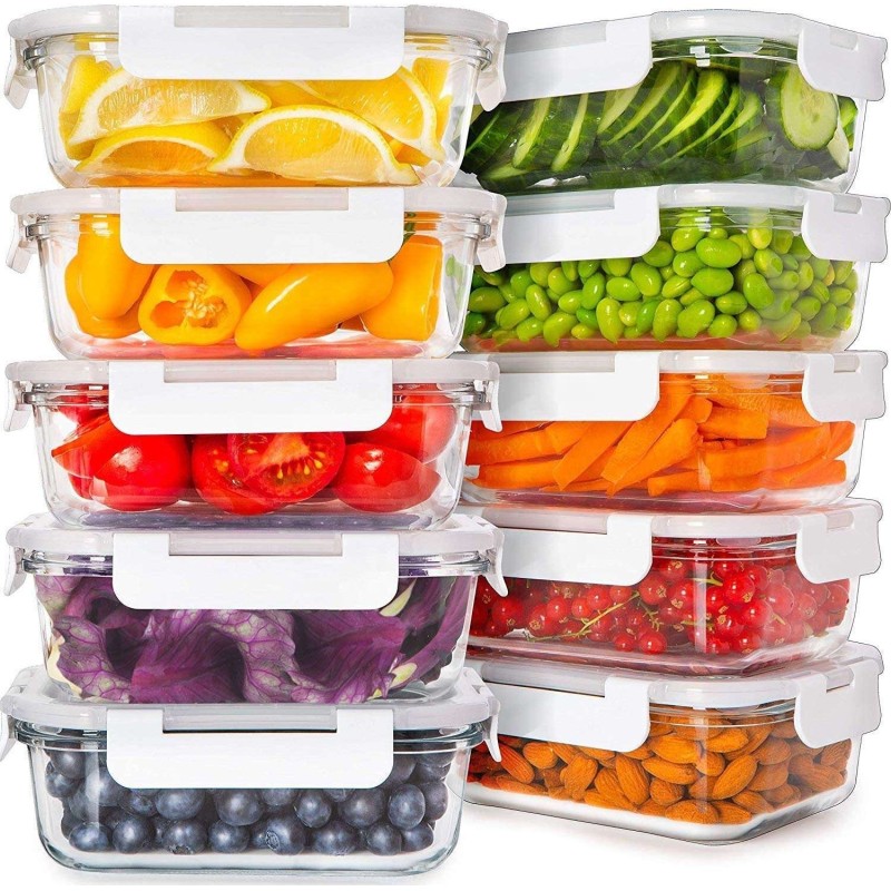Rectangular Crisper with Cover Kitchen Catering Transparent Glass Box Refrigerator Large Capacity Food Storage Box