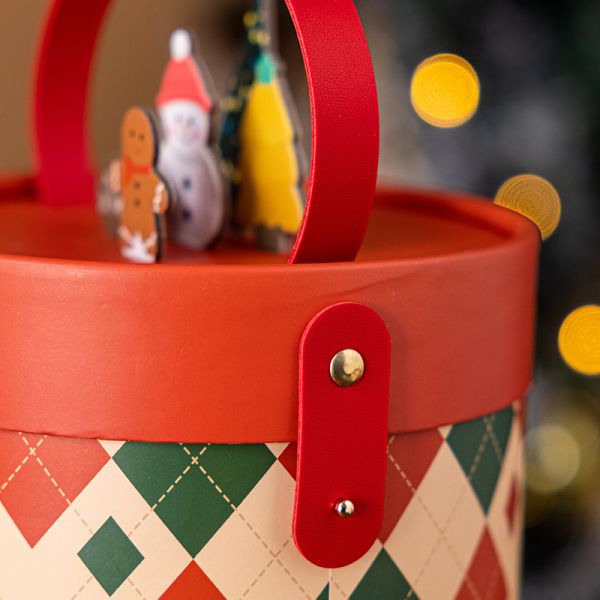 Bolsas de regalo de Navidad de papel redondo de cilindro creativo personalizado Tubo de embalaje con mango