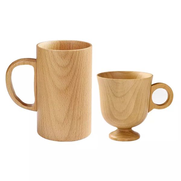Tasse en bois avec du café potable en bois de bière de tasse en bois de style