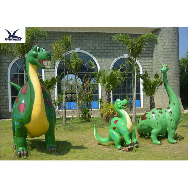 Garden Large DinosaurLife Size Fiberglass Statues Cartoon Shape For Outside Decoration