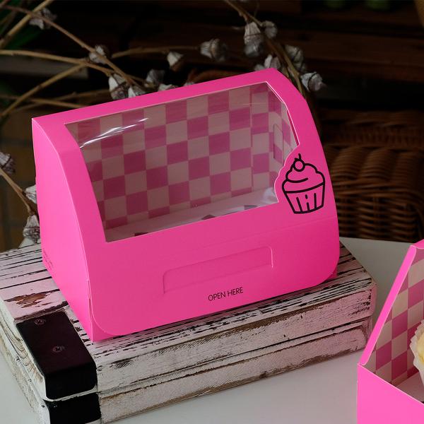 Customizable Colorful Cupcake Packaging Box with Window