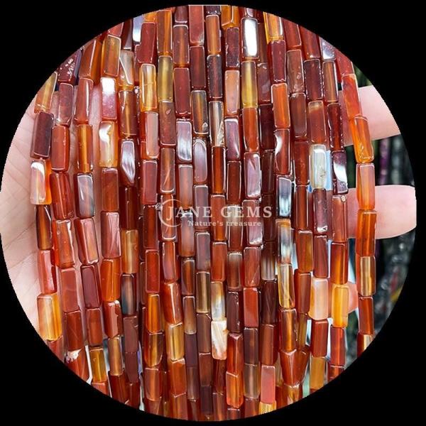 Ágata Vermelha Natural Ametista Rectangular Forma Quadrada Fios de contas de pedra preciosa para joalharia DIY e energia curativa