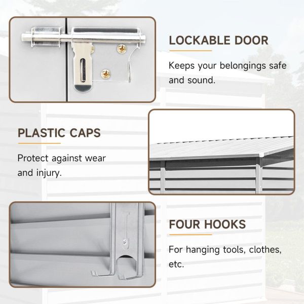 Garden Bike Shed AJUNION 9ft Sturdy Steel Motorcycle Storage Enclosure with Lock