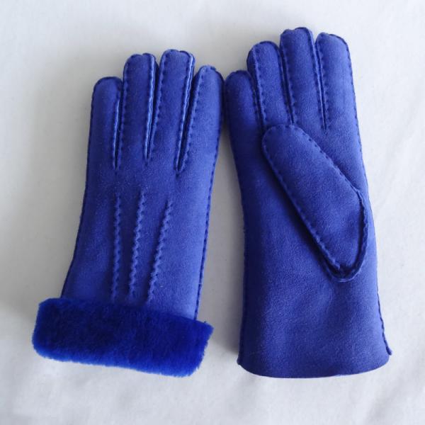 Wholesale High Quality Classic Women Sheep Skin Leather Lamb Fur Winter Warm Gloves