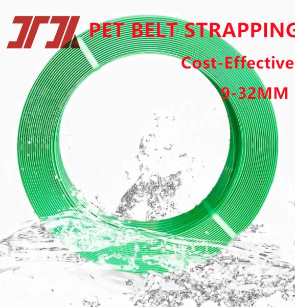 Green PET plastic steel belt High strength PET packaging belt Automatic brick factory PET belt