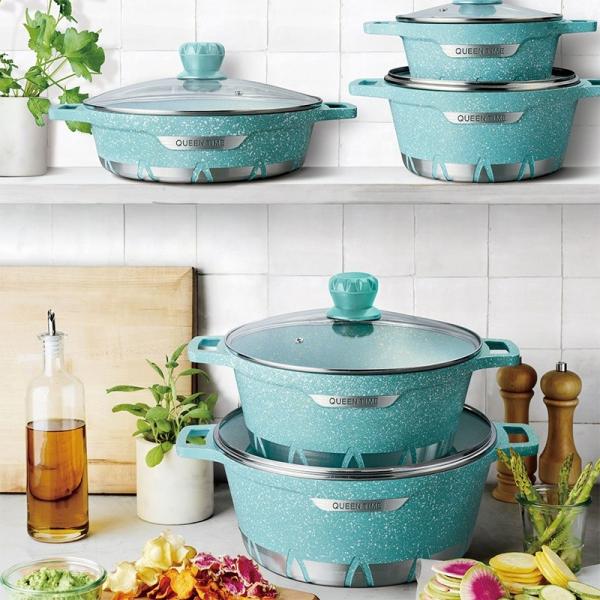 Wholesale 10 Pieces Cooking Pot Set Induction Non Stick Cookware Set Aluminium Kitchen Pot Set