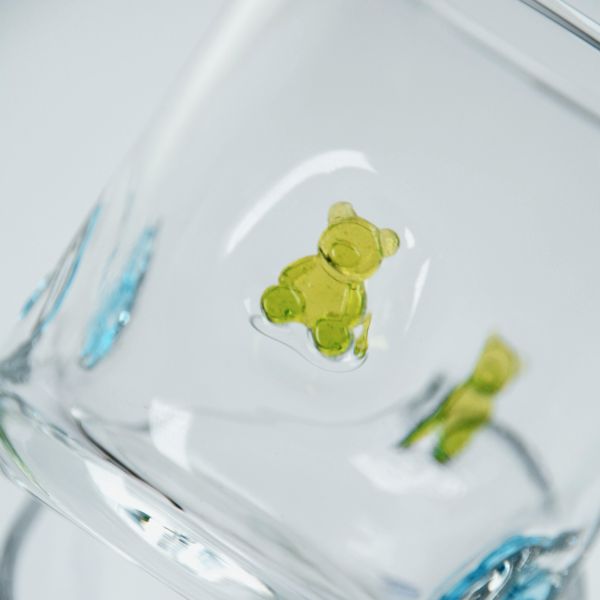 Hand Blown Gummy Bear Icon Glass,400ml Clear Tumbler With Cute Colorful Bear ,fun Whiskey Juice Glass For Kids Adults,cute Barware Gift