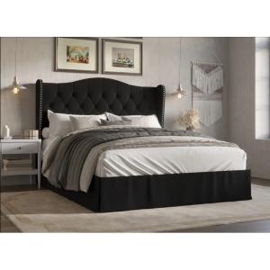 wholesale upholstered platform black fabric storage wooden double full twin king