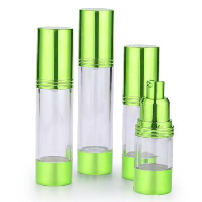 A bomba mal ventilada do curso cosmético pulveriza o rosa verde brilhante do Ml 15ml 30ml 40ml da garrafa 50