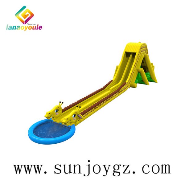 Giraffe Theme Water Slide Inflatable Cartoon Long Water Games  Park For Outdoor Activity