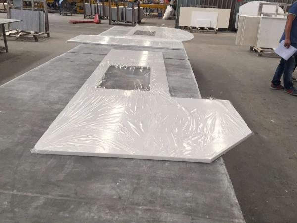 Single Sink Quartz Stone Countertops , Flat / Eased Edge Prefab Quartz Vanity Tops
