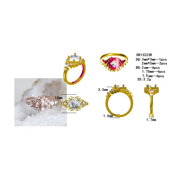 925 Sterling Silver Fascination Pretty Rose Gold Plated Fine Sparkling Morganite Halo Ring Set