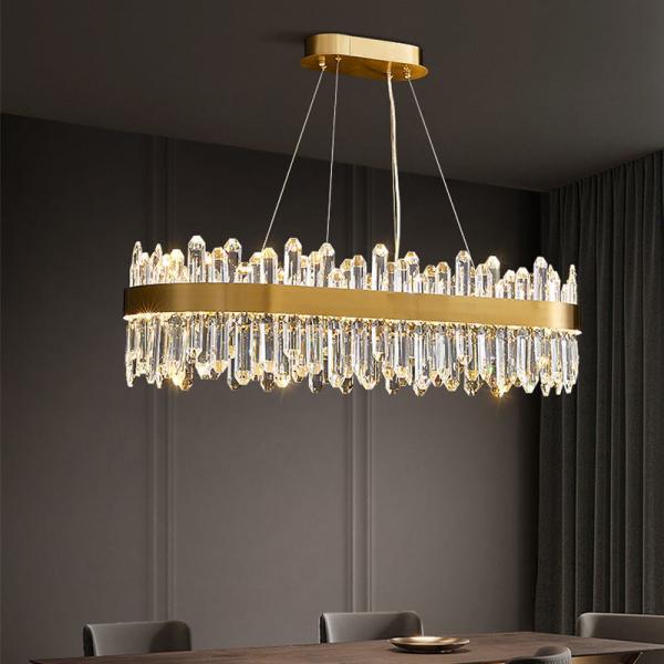 Large Luxury Gold Crystal Chandelier Floor Lamp , Round LED Pendant Lights